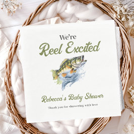 Reel Opgewonden Big Fish Fisherman Baby shower Servet
