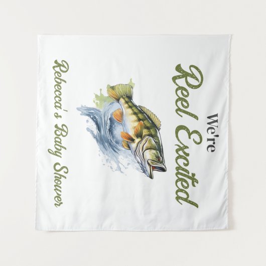 Reel Opgewonden Big Fish Fisherman Baby shower Wandkleed (Voorkant (horizontaal))