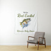 Reel Opgewonden Big Fish Fisherman Baby shower Wandkleed (In situ)