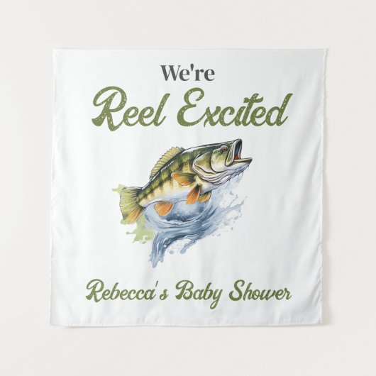 Reel Opgewonden Big Fish Fisherman Baby shower Wandkleed (Voorkant)