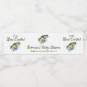 Reel Opgewonden Big Fish Fisherman Baby shower Waterfles Etiket (Enkel label)