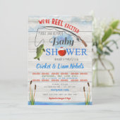Reel Opgewonden Gevist Baby Boy Shower Uitnodiging (Staand voorkant)