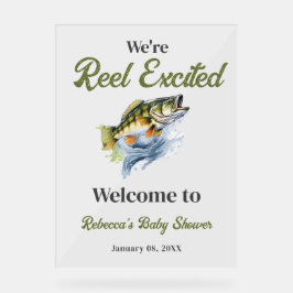 Reel Opgewonden Vis Visser Baby shower Welkom Acryl Bord