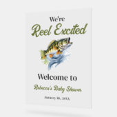 Reel Opgewonden Vis Visser Baby shower Welkom Acryl Bord (Hoek)