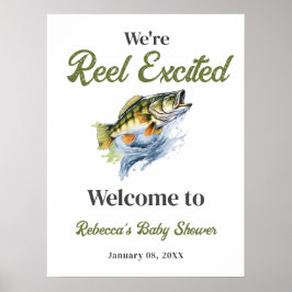 Reel Opgewonden Vis Visser Baby shower Welkom Poster