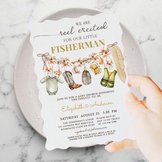 Reel Opgewonden Vissen Baby shower Kaart