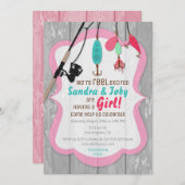 Reel Opgewonden Vissen Roze Baby shower Uitnodigin Kaart (Voorkant / Achterkant)