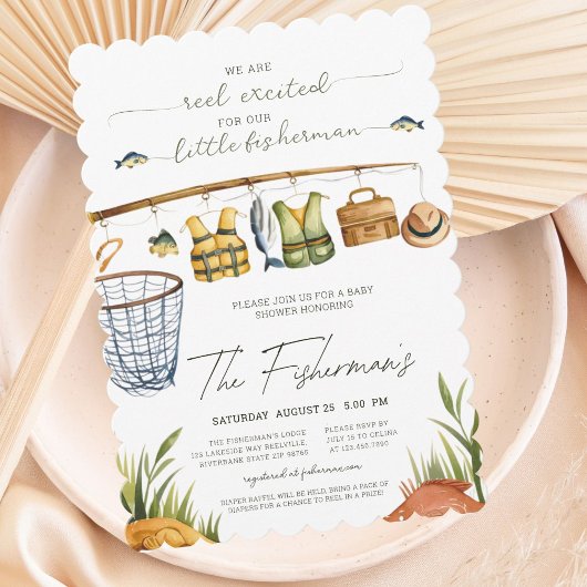 Reel Opgewonden Waterverf Gevist Baby shower Kaart