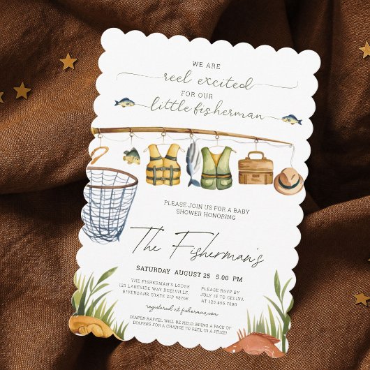 Reel Opgewonden Waterverf Gevist Baby shower Kaart