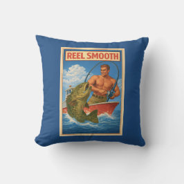 Reel Smooth Visser Retro Nautilus Blauw Vissen Kussen