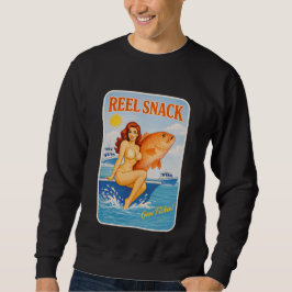 Reel Snack Funny Retro Pinup Snapper Fishing Boat Trui