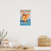 Reel Snack Retro Pin-Up | Red Snapper Fishing Boat Poster (Keuken)