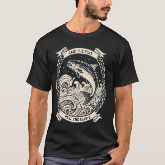 Reel the Beasts u2013 Norse Knotwork Mythology Vik T-shirt (Voorkant)