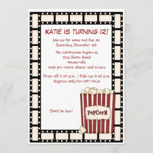 Reel Time Birthday Party Invitation Kaart