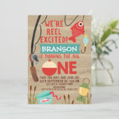 Reel Uitzonderd Vist 1e verjaardag Uitnodiging (Staand voorkant)