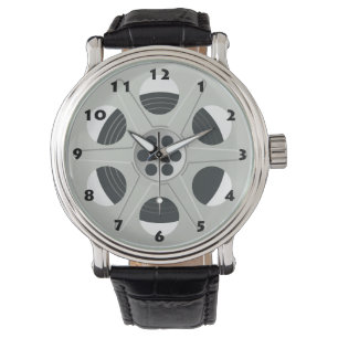 REEL VAN DE MOVIE VAN DE RETROE MET ZWARTE NUMMERS HORLOGE