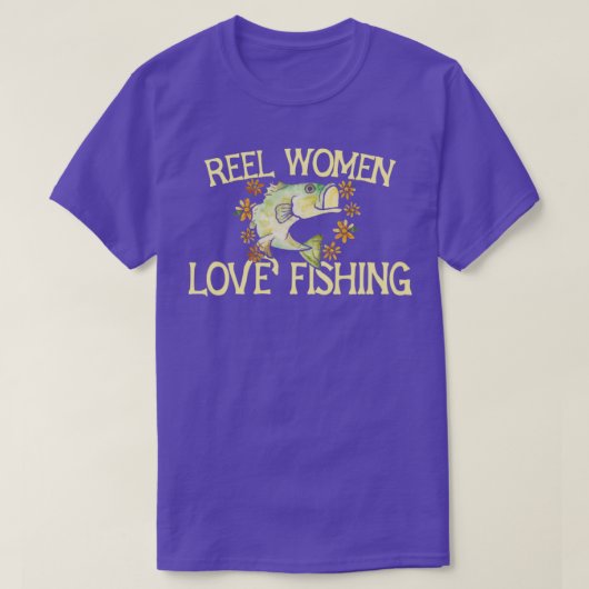 Reel vrouwen houden van vissen t-shirt (Design voorkant)