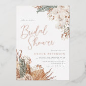 Reële Folie | Boho Modern Pampas Grass Vrijgezelle Folie Uitnodiging (Voorkant)