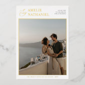 Reële Folie | Calligrafie Ampersand 2 Fotobruiloft Folie Uitnodiging (Voorkant)