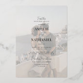 Reële Folie | Calligrafie Ampersand 2 Fotobruiloft Folie Uitnodiging (Achterkant)