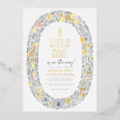 Reële Folie | Een Baby shower voor wilde eenveilig Folie Uitnodiging (Voorkant)