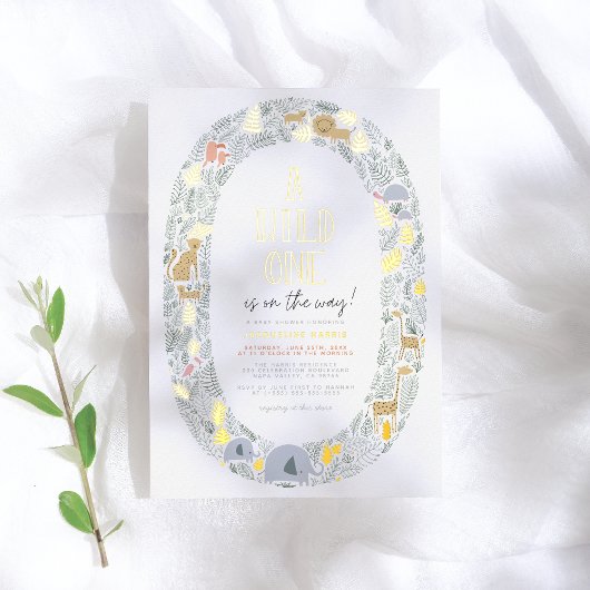 Reële Folie | Een Baby shower voor wilde eenveilig Folie Uitnodiging