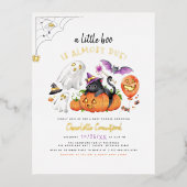 Reële Folie | Een klein Baby shower van Boo Cat Ha Folie Uitnodiging Briefkaart (Voorkant)