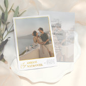 Reële Folie | Elegant 2 Verloving Foto's bruiloft Folie Uitnodiging