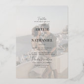 Reële Folie | Elegant 2 Verloving Foto's bruiloft Folie Uitnodiging (Achterkant)