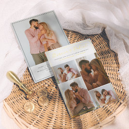 Reële Folie | Elegant Script 5 Photo Collage Weddi Uitnodiging