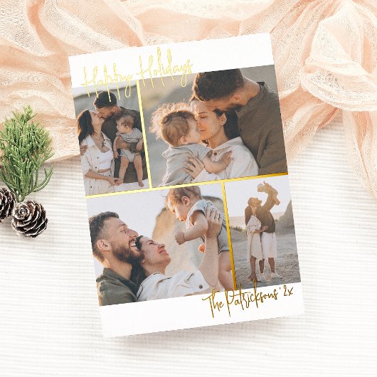 Reële Folie | Handschrift 4 Multi-Photo Kerstmis Feestdagenkaart