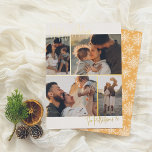 Reële Folie | Handschrift 4 Multi-Photo Kerstmis Folie Feestdagenkaart<br><div class="desc">Voeg wat shine aan uw kerstkaarten met echte goud, zilver, of roos gouden folie toe! Deze klassieke en tijdloze metallische stijl is zeker om een ander niveau aan uw kaarten toe te voegen. Moderne minimalistische vier fotocollage kerstfeestkaarten. De voorzijde van deze kaart is voorzien van een eenvoudige collage die bestaat...</div>
