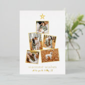 Reële Folie | Kerstboom 5 Foto-collage Feestdagenkaart (Staand Voorkant)