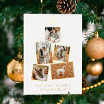 Reële Folie | Kerstboom 5 Foto-collage Folie Feestdagenkaart<br><div class="desc">Voeg wat shine toe aan je kerstkaarten met echte gouden, zilveren of roos bladaluminium! Deze klassieke en tijdloze metallische stijl is zeker om een ander niveau aan uw kaarten toe te voegen. Een moderne, eenvoudige vakantiekaart met vijf van uw favoriete foto's in een kerstboomvorm met folie. Bovenaan de foto staat...</div>