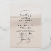 Reële Folie | Modern Boho Simple 2 Photo Wedding Folie Uitnodiging (Achterkant)