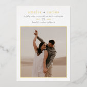 Reële Folie | Modern Boho Simple 2 Photo Wedding Uitnodiging (Voorkant)