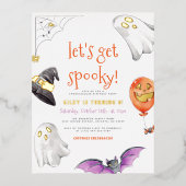Reële Folie | Spooky Halloween Ghost Birthday Part Uitnodiging Briefkaart (Voorkant)