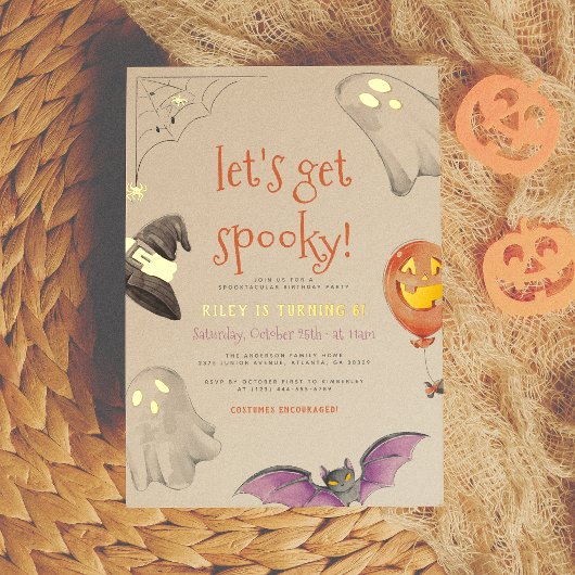 Reële Folie | Spooky Halloween Ghost Birthday Part Uitnodiging Briefkaart