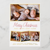 Reële Folie | Vrolijk kerstmodern script 4 Foto Feestdagenkaart (Voorkant)