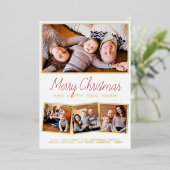 Reële Folie | Vrolijk kerstmodern script 4 Foto Folie Feestdagenkaart (Staand Voorkant)