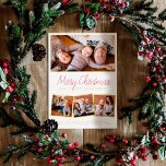 Reële Folie | Vrolijk kerstmodern script 4 Foto Folie Feestdagenkaart<br><div class="desc">Voeg wat shine aan uw kerstkaarten met echte goud, zilver, of roos gouden folie toe! Deze klassieke en tijdloze metallische stijl is zeker om een ander niveau aan uw kaarten toe te voegen. Verstuur de groeten van het zoete seizoen naar familie en vrienden met deze moderne fotokaarten! Het ontwerp kenmerkt...</div>