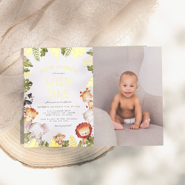 Reële Folie | Wild One Boy Photo Birthday Party Uitnodiging