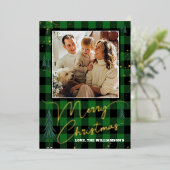 Reële foto van de kerstboomboom Rustic Pset Folie Feestdagenkaart (Staand Voorkant)