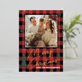 Reële foto van de kerstboomboom Rustic Pset Folie Feestdagenkaart (Staand Voorkant)