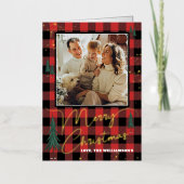 Reële foto van de kerstboomboom Rustic Pset Folie Wenskaart (Voorkant)