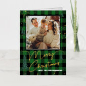 Reële foto van de kerstboomboom Rustic Pset Folie Wenskaart (Voorkant)