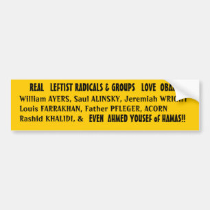REËLE LINKERSRADICALS HOUDEN OBAMA OP! BUMPERSTICKER