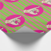 Reële  roze en groenboek over de onmiddellijke ver cadeaupapier (Hoek)