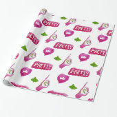 Reële  roze en groenboek over de onmiddellijke ver cadeaupapier (Uitgerold)