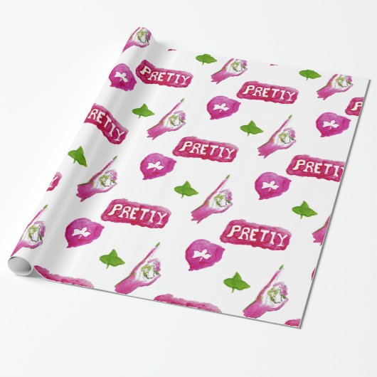 Reële roze en groenboek over de onmiddellijke ver cadeaupapier (Uitgerold)